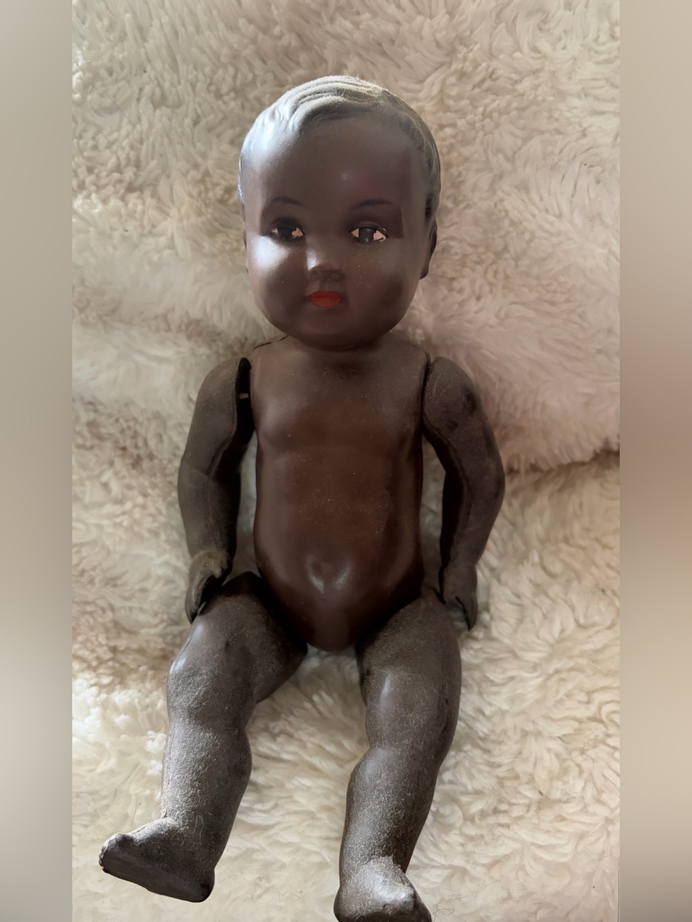 Vintage 1950s Black Baby Doll 9" Hard Plastic Molded Hair Unmarked